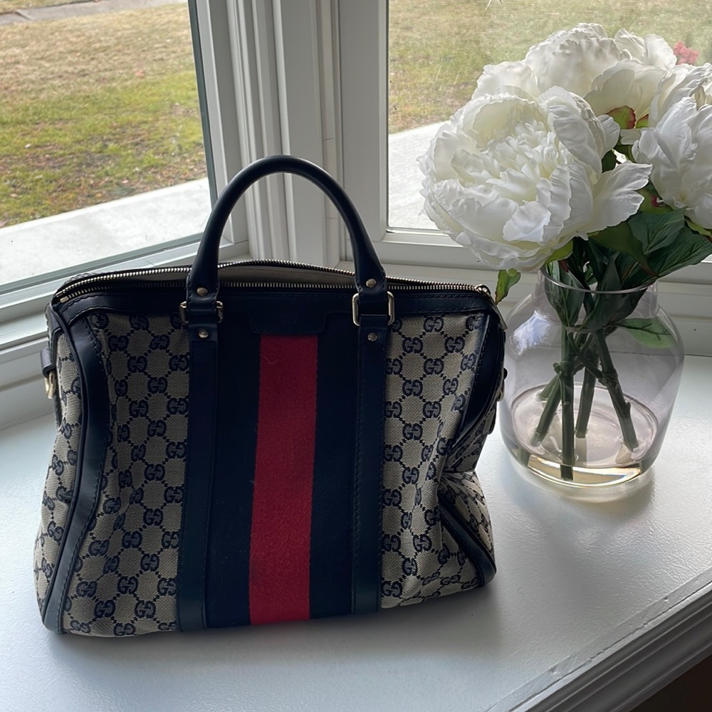 Gucci top handle bag - navy blue